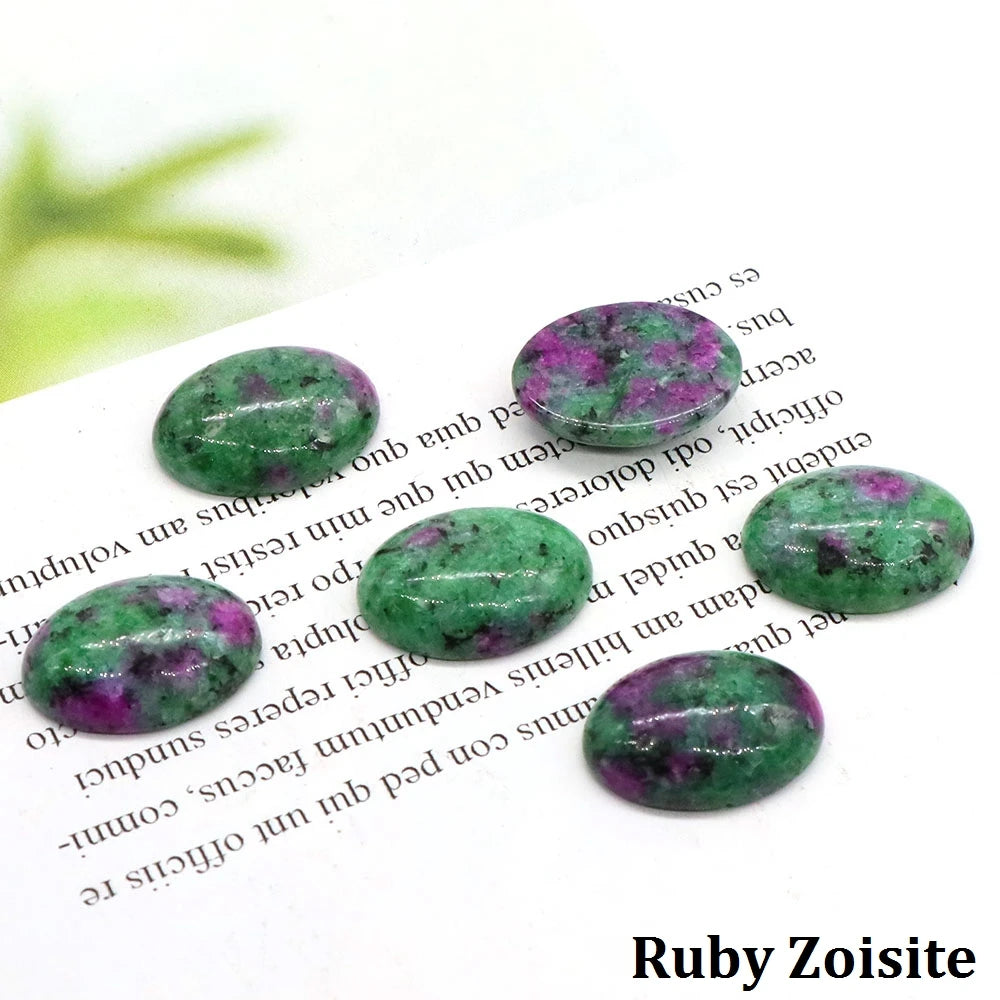 5pcs/Lot Natural Crystals Stone Oval Cabochon Beads Flat Back Cab Cameo DIY Ring Pendant Necklace Jewelry Making Accessories