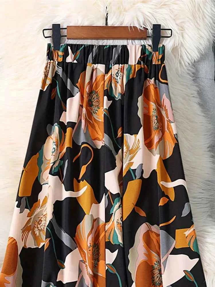Summer Floral Print Skirts For Woman 2024 Long Elegant High Waist Maxi Skirts