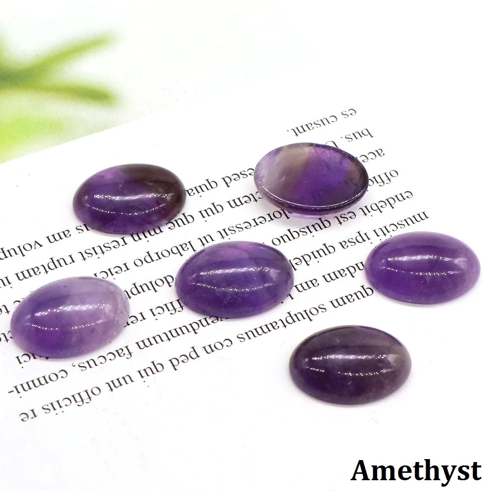 5pcs/Lot Natural Crystals Stone Oval Cabochon Beads Flat Back Cab Cameo DIY Ring Pendant Necklace Jewelry Making Accessories
