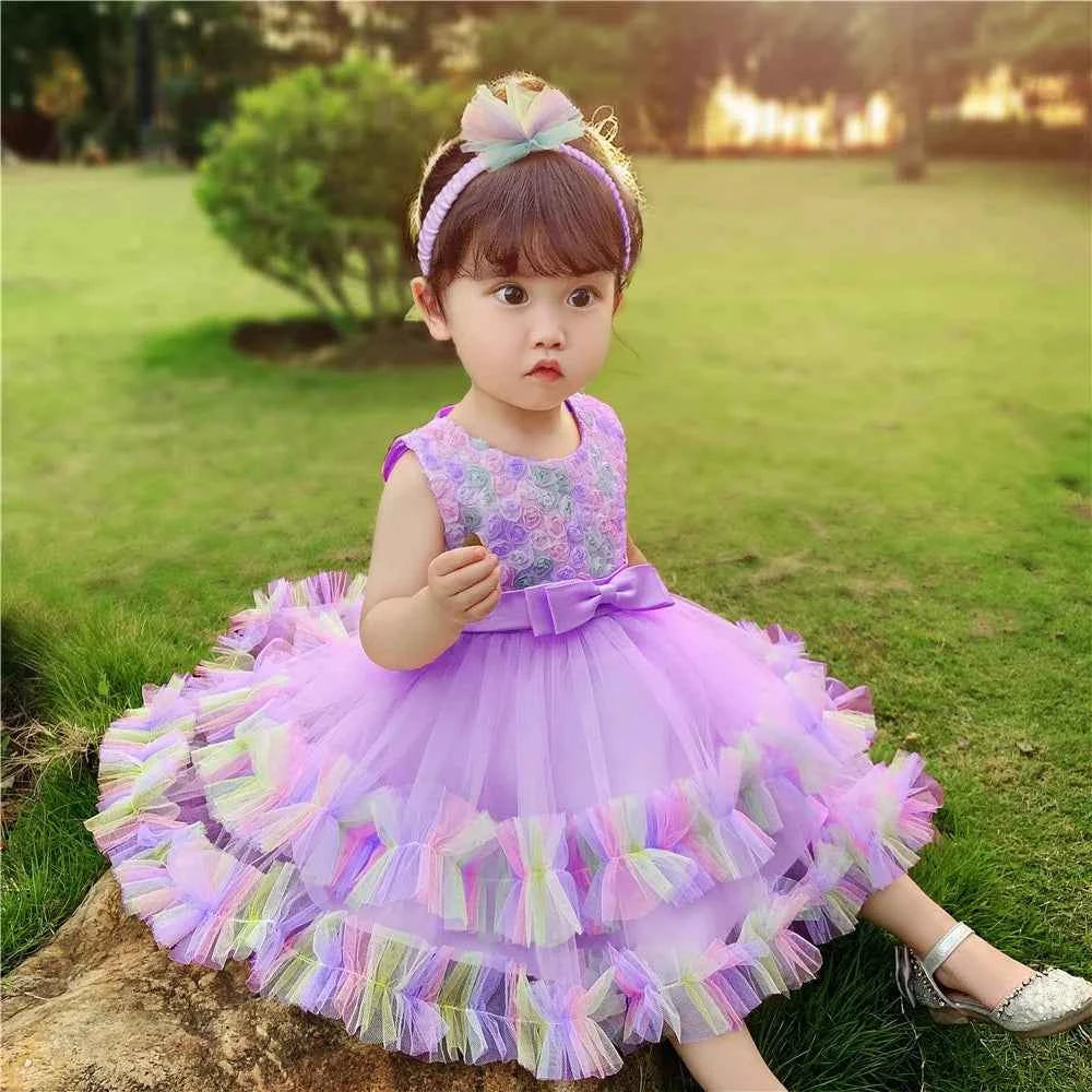 Princess Baby Girl Dress 0 6 Months Tutu Dress for Baby Girl 1 Year Old Newborn Infant Wedding Birthday Party Flower Puffy Gown