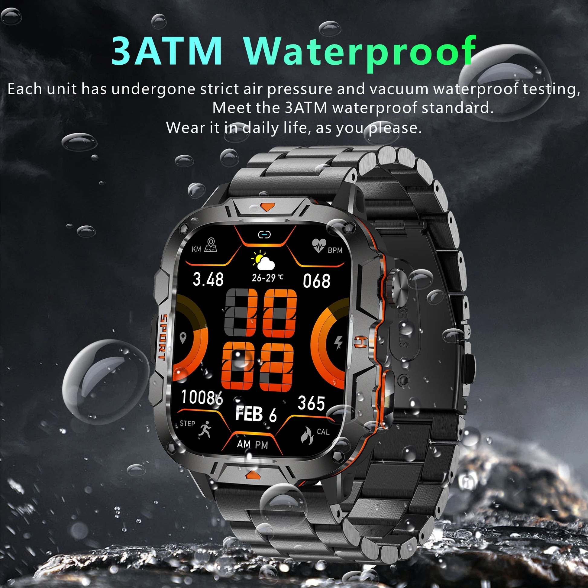 New Full Touch Smart Watch Men For Android Xiaomi Blood Pressure Oxygen Fitness Watch Waterproof LED Flashlight SmartWatch 2024 - AMULET RING STORE
