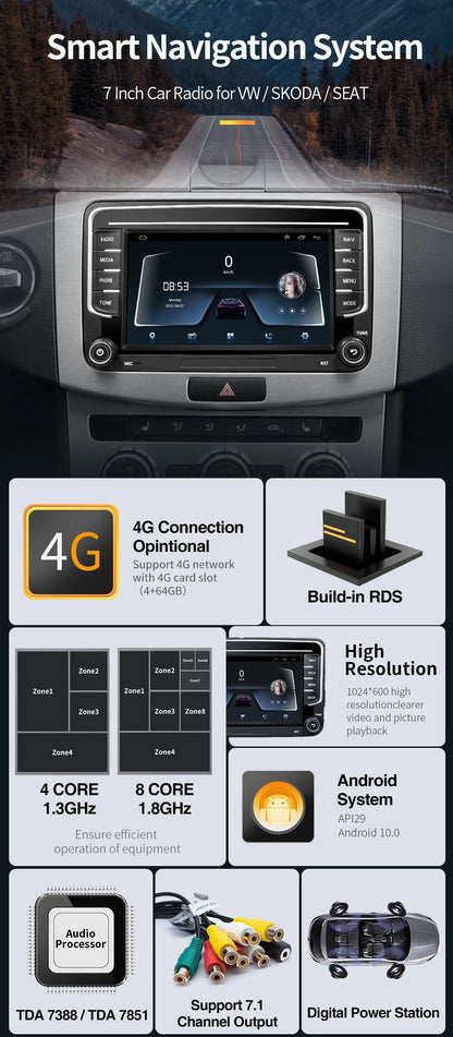 7inch Car Radio CarPlay Android Auto for Volkswagen VW Passat B6 B7 CC Tiguan Touran GOLF POLO CarPlay 7inch 2+32GB / 4+64GB - AMULET RING STORE