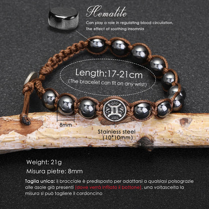 12 Zodiac Signs Natural Stone Bracelets Leo Capricorn Taurus Cancer Bracelets Women Men Couple Friendship Jewelry Gift Bracelets