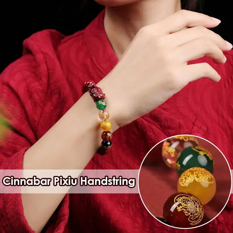 FengShui Pixiu Charms Cinnabar Bracelet Lucky Cinnabar Chain Chinese Fengshui Charm Bracelets Jewelry  Auspicious Juyun Beads