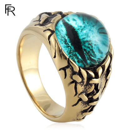 European and American stainless steel ring Retro punk men's devil eye titanium steel ring