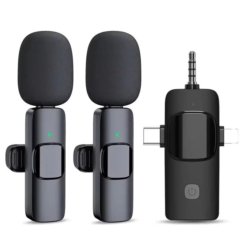 Basix 2.4G Wireless Lavalier Microphone 3in1 For iPhone Huawei Xiaomi Samsung Audio Video Recording Mic Live Broadcast Gaming