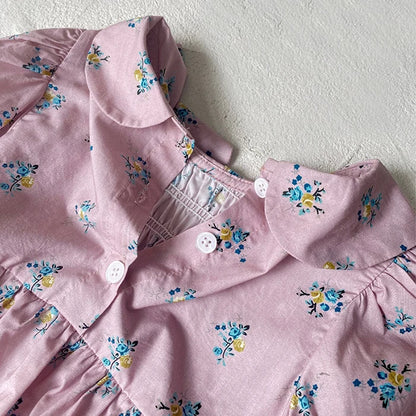 2024 New Autumn 0-3Yrs Kids Princess Dress Baby Bodysuits Long Sleeved Cotton Print Infant Baby Girls Party Dress Sister Clothes