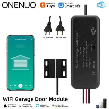 Tuya WiFi Switch Garage Door Controller Smart Door Opener Work with Alexa Google Home Smart Life Tuya APP Control No Hub Require - AMULET RING STORE