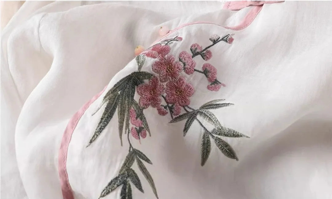 Casual Loose Blouse Shirt Women Clothes Summer Cotton Linen Ladies Tops Tee Blusas Vintage Embroidery Woman Shirt Camiseta Mujer