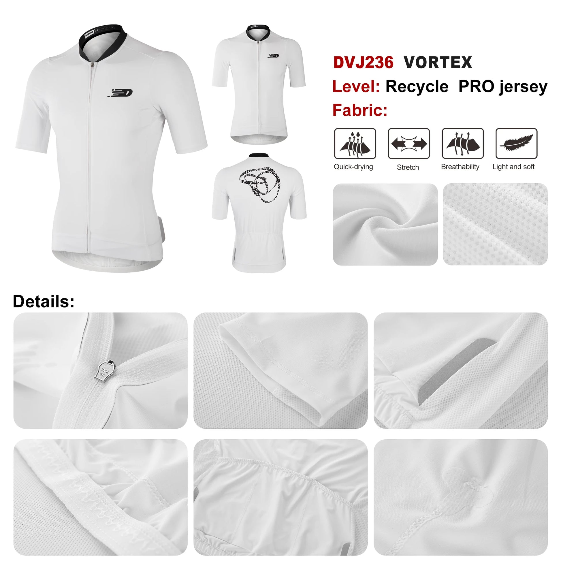 DAREVIE Men's Cycling Jersey Recycle Eco-Friendly PRO Level Cycling Jersey Breathable Soft Slim Fit Quick Dry Cycling Clothing - AMULET RING STORE