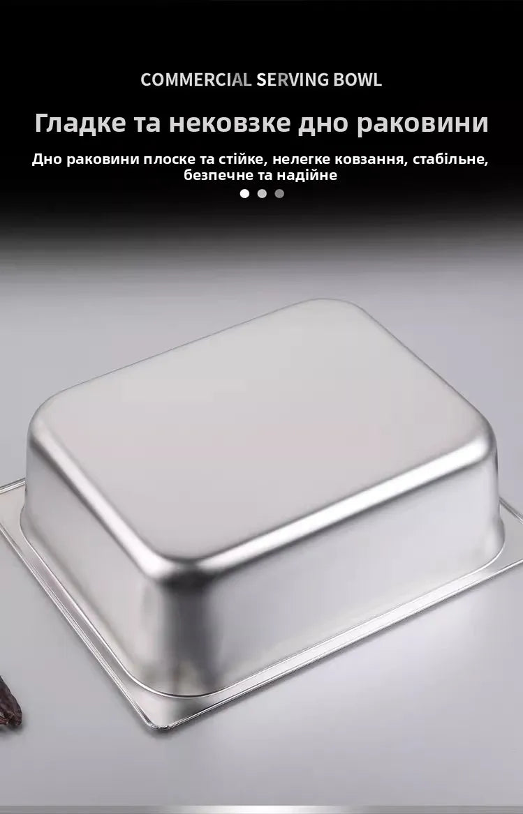 Stainl Steel Rectangular Covered Small Seasoning Box Food Container Thermal Rectangular Basin for Restaurant Kitchen - AMULET RING STORE