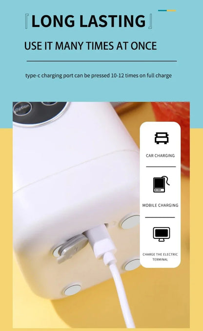 Electric Blender Rechargeable Portable Juicer USB Charging Hand Blender Electric Fruit Juicer 12 Blades Crushed Ice Juicer Cup - AMULET RING STORE