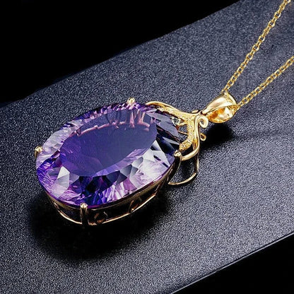 CAOSHI Simple Trendy Pendant Necklace for Lady Temperament Charming Jewelry with Bright Purple Zirconia Luxury Accessories Gift - AMULET RING STORE