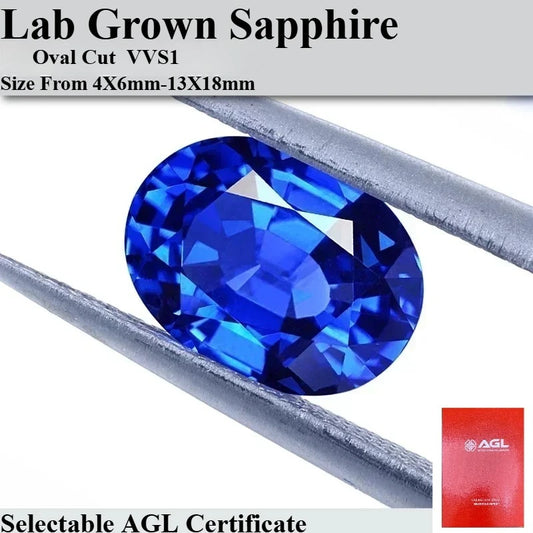 Lab Grown Sapphire Royal Blue Color  Oval Shape Charm Gemstones for Diy Jewelry Making Materials Selectable AGL Certificate