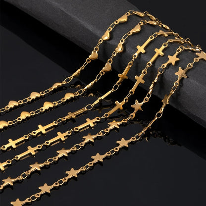 No Fade 1Meter Stainless Steel Gold Plated Embossed Link Chains DIY Women Men Necklaces Bracelets Jewelry Making Bags Chain Bulk - AMULET RING STORE