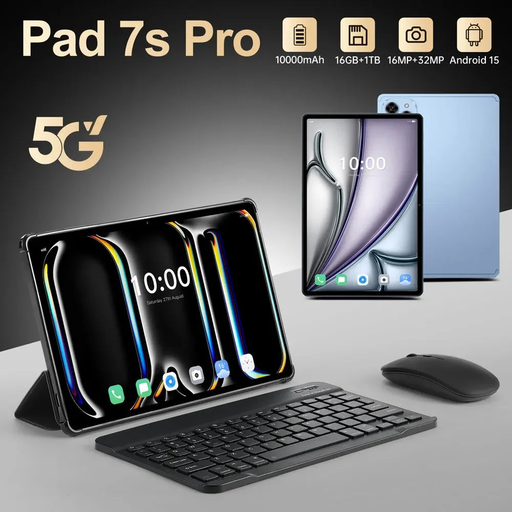 Original Pad 7S Pro Tablets Global Edition 22GB+2TB Android 15 Tablet PC 5G Dual SIM 10000mAh 10.1" HD WiFi Gaming Kids Tab PC
