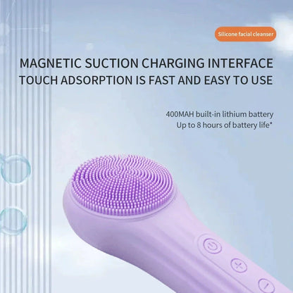 Electric Facial Cleansing Brush Sonic IPX7 Waterproof Silicone Face Scrubber Exfoliator Vibration Massager Deep Cleansing Care