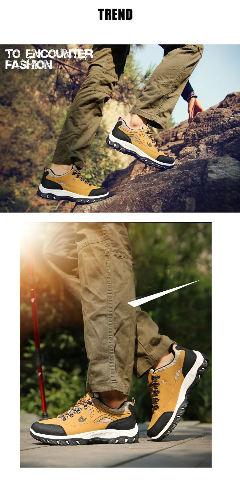 Men's Hiking Shoes Waterproof Leather Outdoor PU Shoes Wear-resistant Men Trekking Walking Hunting Tactical Sneakers - AMULET RING STORE