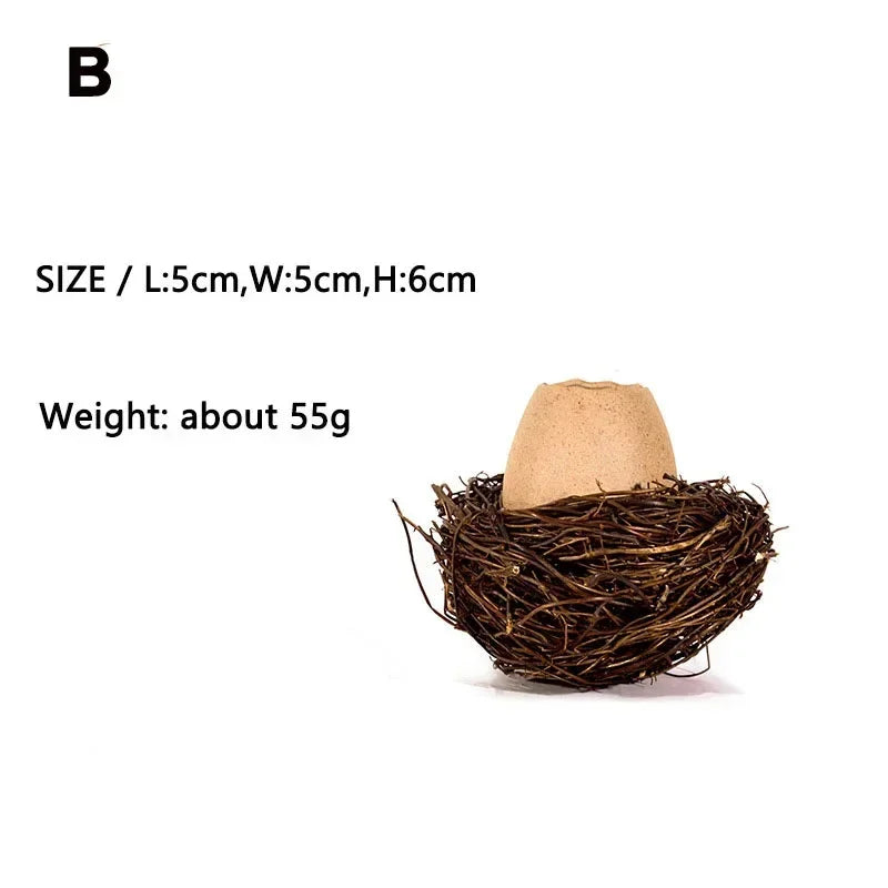 Creative Dessert Bowl Noodle Bowl Hydroponic Egg Shell Ostrich Vase Cute With Nest Home Decoration Modern Simple Ceramic Craft - AMULET RING STORE