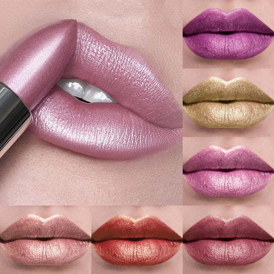 21Colors Bold & Intense Glitter Shiny Metallic Lipstick Pearlescent Lip Tint,Long Lasting Lip Senior Matte Lip Makeup Gifts for - AMULET RING STORE