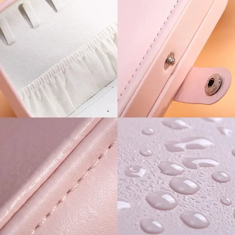 Portable Jewelry Box Jewelry Organizer Display Travel Jewelry Case Boxes Button Leather Storage Zipper Jewelers Joyero - AMULET RING STORE