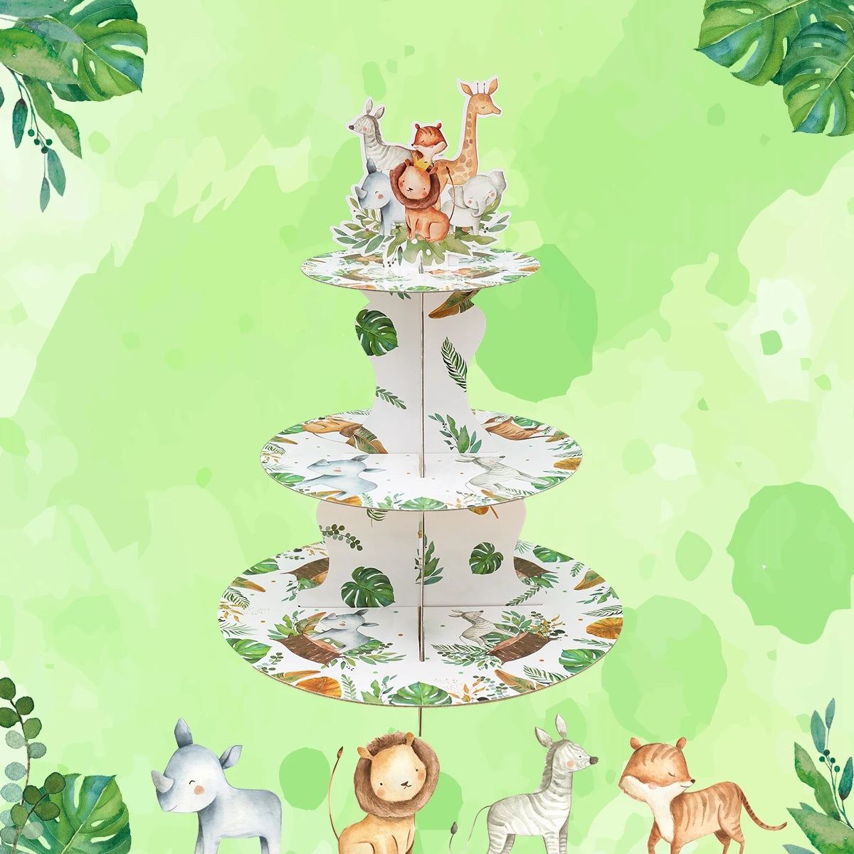 Cake Display Stand Jungle Mermaid Birthday Party Decorations Kids Dessert Holder Cake Tray Butterfly Baby Shower Cupcake Support - AMULET RING STORE