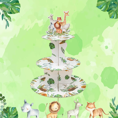 Cake Display Stand Jungle Mermaid Birthday Party Decorations Kids Dessert Holder Cake Tray Butterfly Baby Shower Cupcake Support - AMULET RING STORE