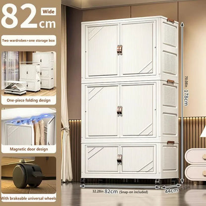 Multi-specification Multifunction White Folding Storage Cabinet Large Capacity Dustproof Wardrobe Storage Box - AMULET RING STORE