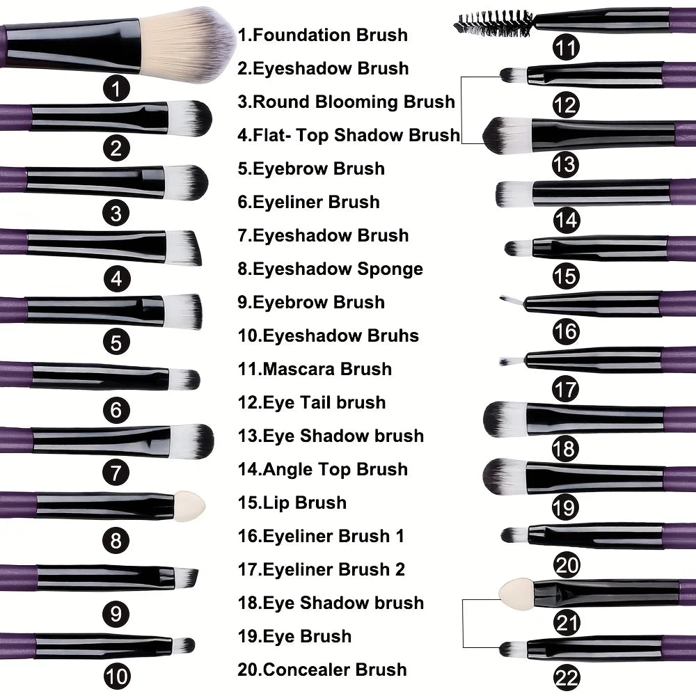 8/20Pcs Eye Makeup Brush Set Portable Soft Makeup Tool Eyeshadow Blending Detail Cosmetics Brush Kit with Makeup Egg Powder Puff - AMULET RING STORE