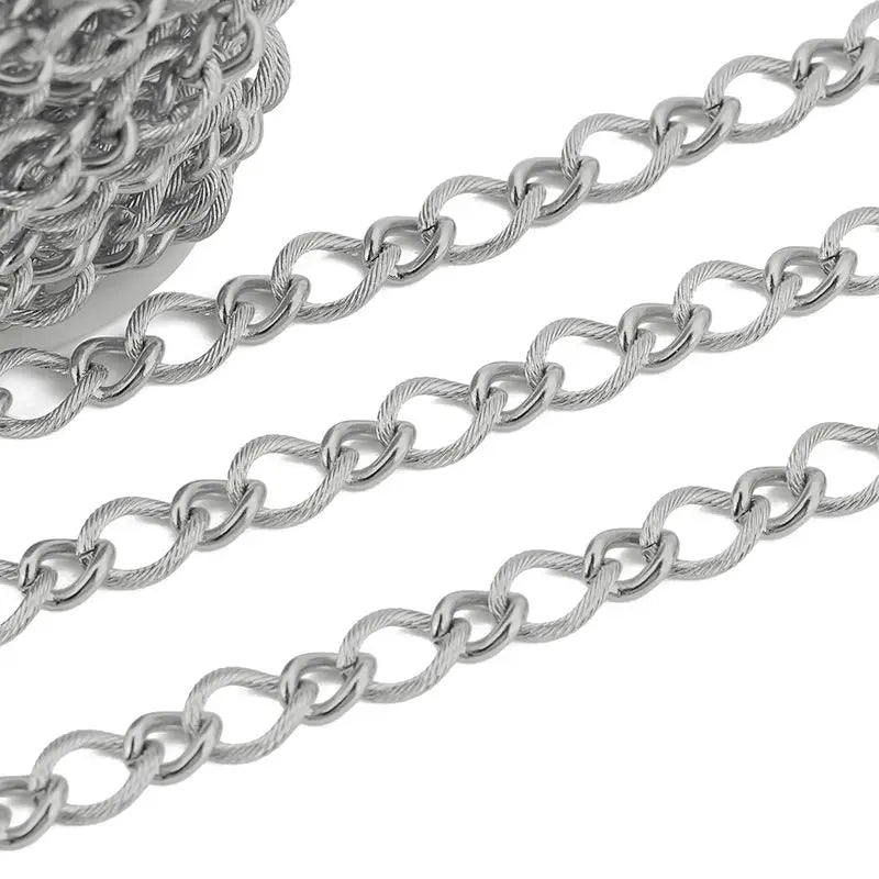 1M Heavy Chunky Hip Hop Chain Stainless Steel Frosted Oval Link Chains for DIY Men Jewelry Making Punk Necklace Bracelet Chain - AMULET RING STORE