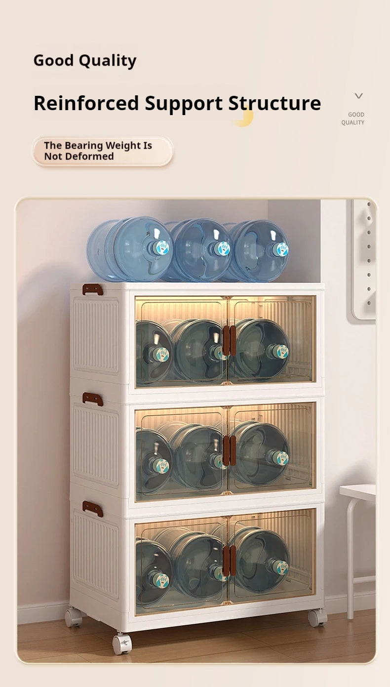 2025 Folding Living Room Cabinet Multifunction Closet Organizer With Wheel Stackable Sundries Large Capacity Storage Box Shelf - AMULET RING STORE