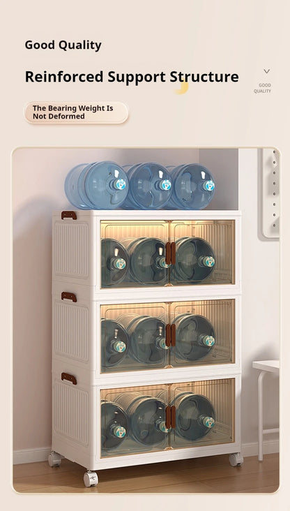 2025 Folding Living Room Cabinet Multifunction Closet Organizer With Wheel Stackable Sundries Large Capacity Storage Box Shelf - AMULET RING STORE