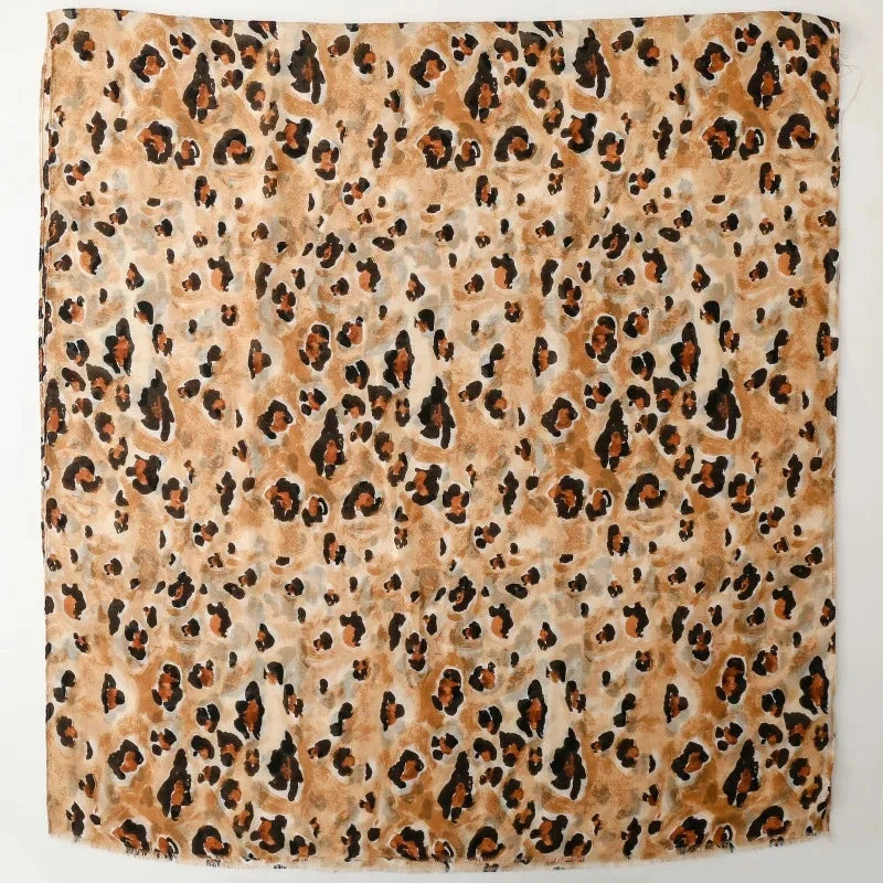 88*180cm Leopard Print Women Viscose Scarf Summer Beach Shawl Cotton Linen Feeling Tassel Pashmina Muslim Hijab Wrap Lady