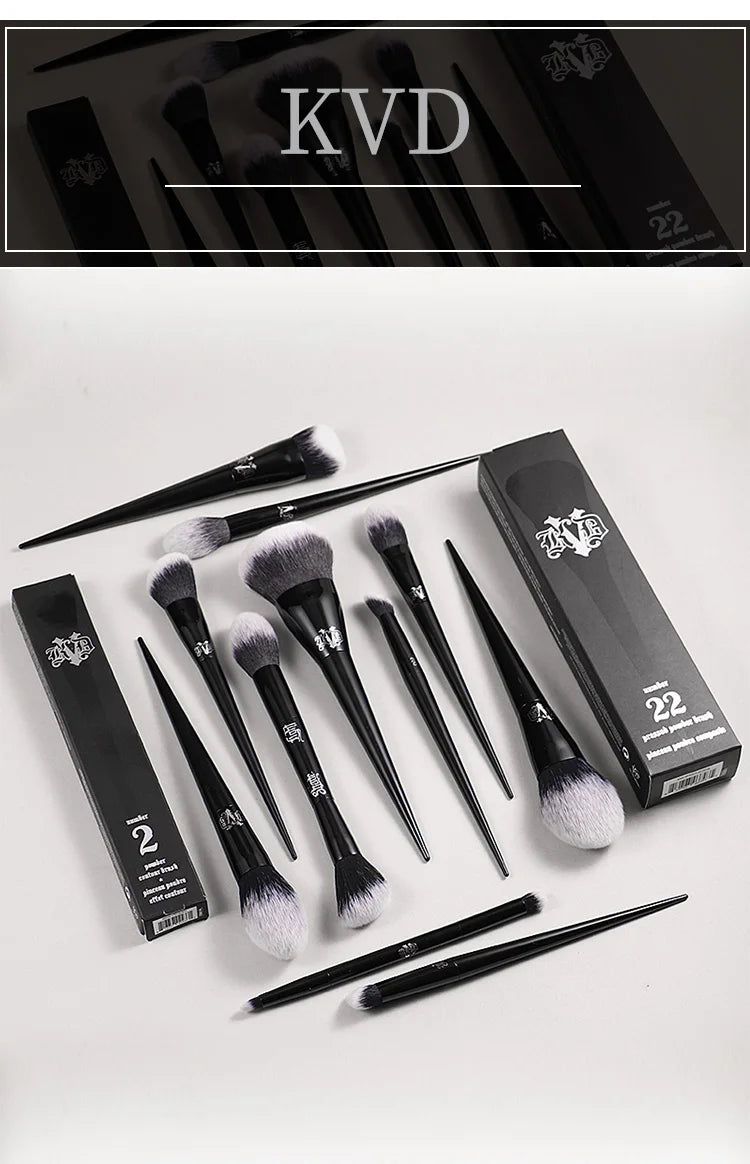 Kat Von D Makeup Brush Set & Kit Foundation Blush Highlight Concealer Powder Sculpting Eyeshadow Brush KVD Brand Makeup Brush - AMULET RING STORE