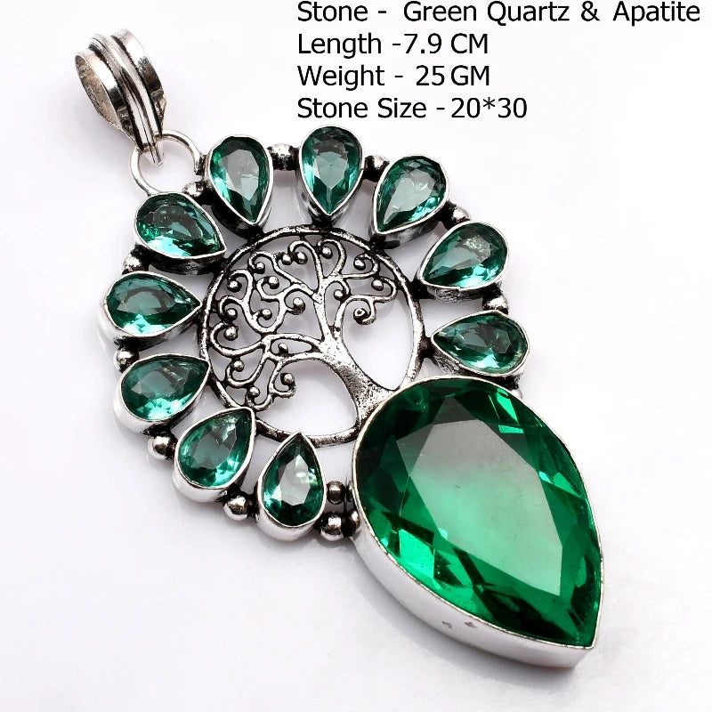 Genuine Blue Topaz Citrine Glass Agate Jasper Amethyst Pendant