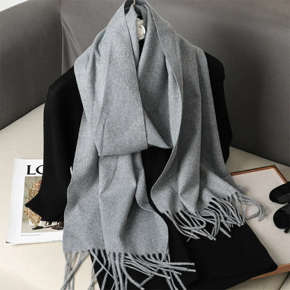 62Color Solid Women Winter Scarf Warm Thicken Cashmere Shawl Outdoor Fashion Luxury Tassels Pashmina Lady Wrap Windproof Scarves