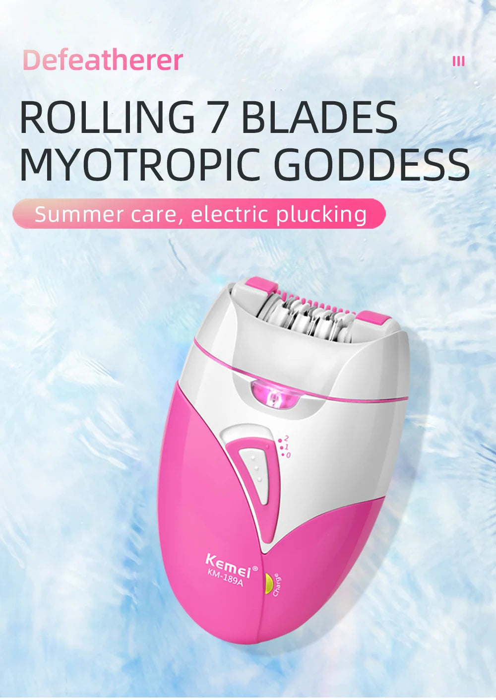 Kemei Women's Electric Epilator Rechargeable Body Hair Removal Machine Shaving for Private Part Bikini Facial Armpit Depilation - AMULET RING STORE