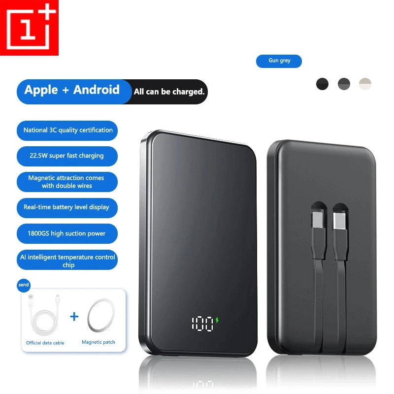 ONEPLUS 10000mAh Wireless Magnetic Power Bank Super Fast Charging Real Large Capacity Portable Battery Charger For iPhone Huawei - AMULET RING STORE