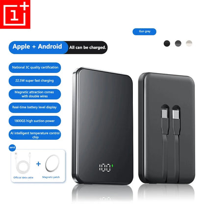 ONEPLUS 10000mAh Wireless Magnetic Power Bank Super Fast Charging Real Large Capacity Portable Battery Charger For iPhone Huawei - AMULET RING STORE