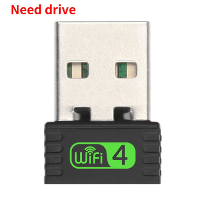 Mini USB WiFi Adapter 150M Wireless Network Card 2.4GHz WiFi Ethernet Receiver Free Drive USB Dongle for PC Computer Accessories - AMULET RING STORE