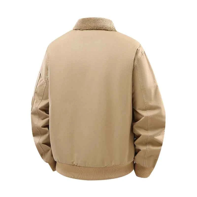 Men's Winter Fleece Jacket - Zipper Coat, Stylish and Elegant Lapel Design, Lamb Wool Lining - Cold Weather Coat, Suitable for Daily and Formal Events - Military Style Casual Jacket, Layered Wear, Military Style Design, Durab