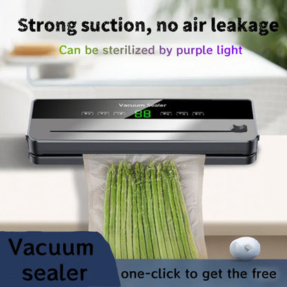 Household electric small vacuum sealer built-in cutting machine kitchen food storage seal vacuum bag touch button vacuum sealer - AMULET RING STORE