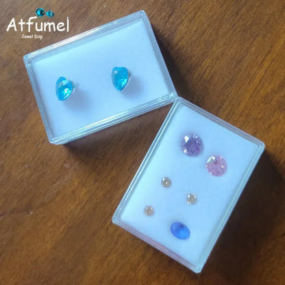 Transperant Square Diamond Jewelry Storage Box Stone Display Case Round Gemstone Organizer 1Pc Small Coin Ring Travel Gift Box - AMULET RING STORE