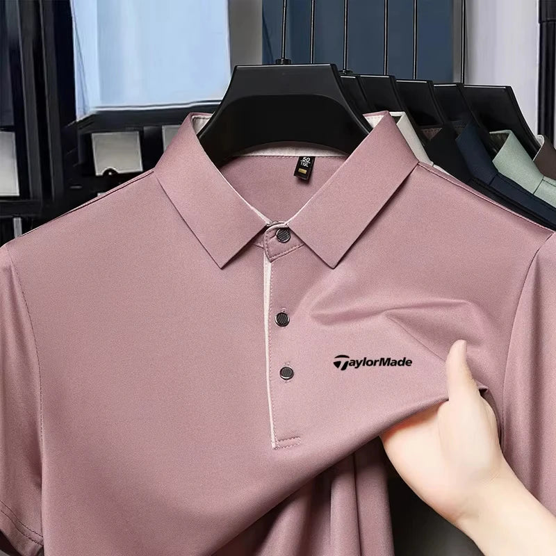 Fashionable Classic Men's Summer New Golf Collar Business Leisure Style Luxury Brand Letter Printed High end Leisure T-shirt