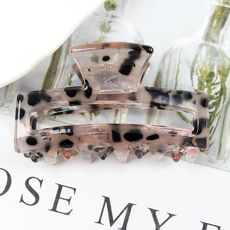 Mini Women's Hair Clips Colorful Geometric Hollow Crab Claw Clip Acetate Leopard Print Fashion Girls Hairpin Hair Accessories - AMULET RING STORE