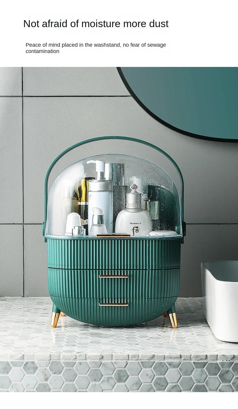 Large Cosmetic Storage Box Desktop Capacity Dustproof Storage Rack Vanity Lipstick Cosmetics Jewelry Storage Cabinet Organizer - AMULET RING STORE