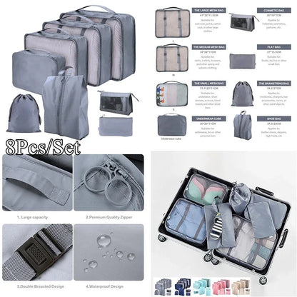8/7/6 Pieces Set Travel Organizer Storage Bags Suitcase Packing Cubes Set Cases Portable Folding Luggage Clothes Shoe Tidy Pouch - AMULET RING STORE