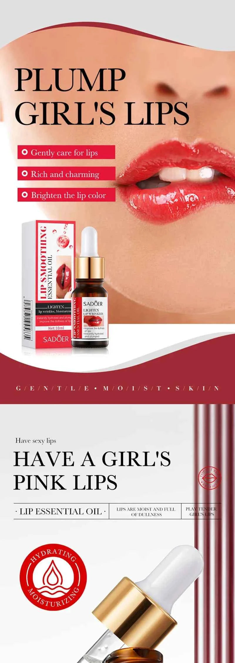 Lip Booster Plumping Serum Oil Hyaluronate Acid Moisturizing Sexy Enhancer Non-Irritating Brighten Fade Lines Plump Products