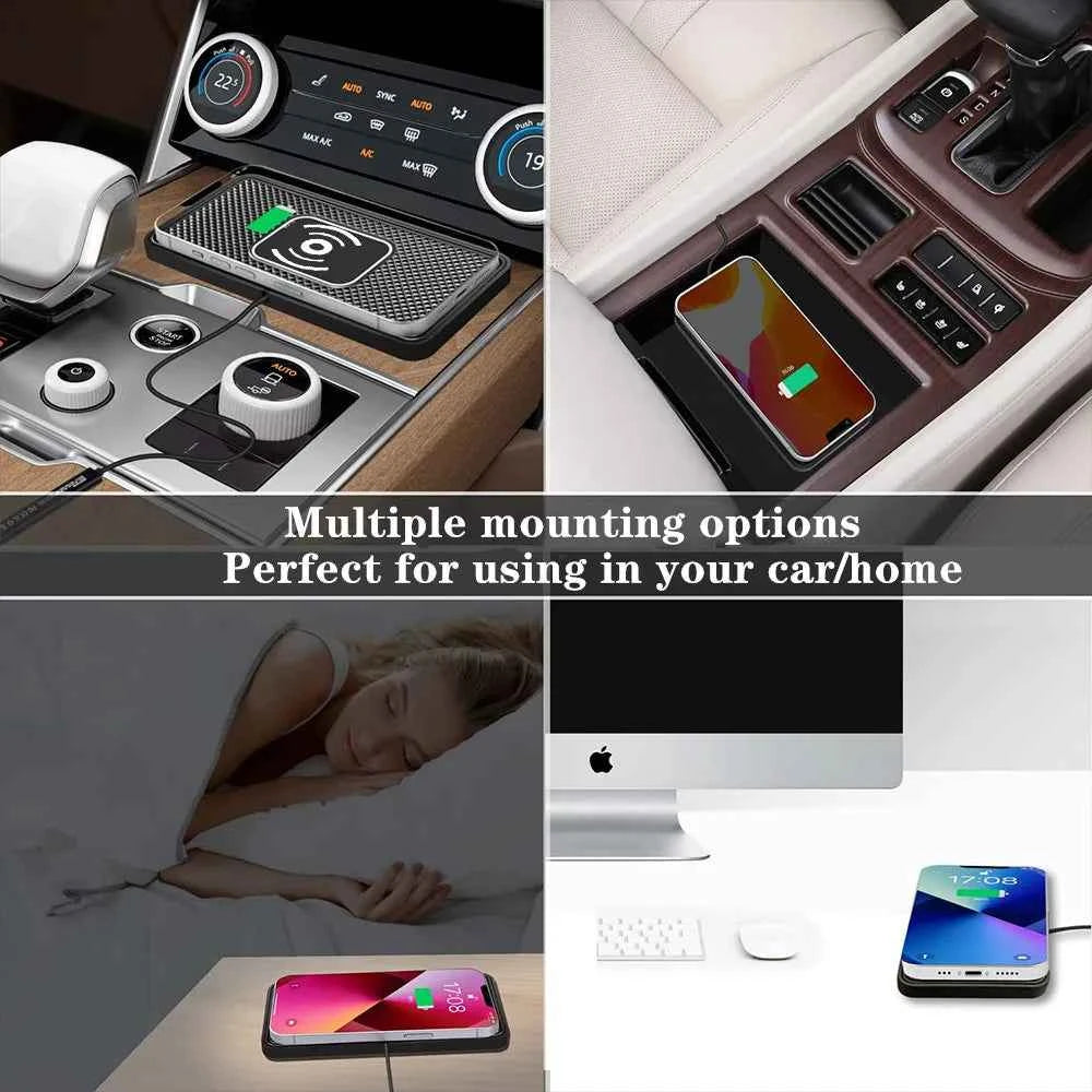 Car Wireless Charger for Iphone 16 15 15 Pro Max 14 13 12 X Samsung S24 S23 Wireless Car Charger Silicone Pad Stand Fast Charger