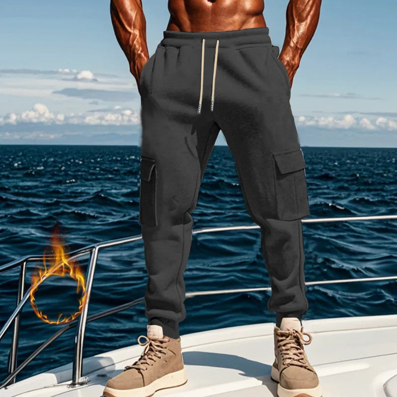 New autumn and winter velvet men's casual overalls multi-pocket pants large size sports casual trousers